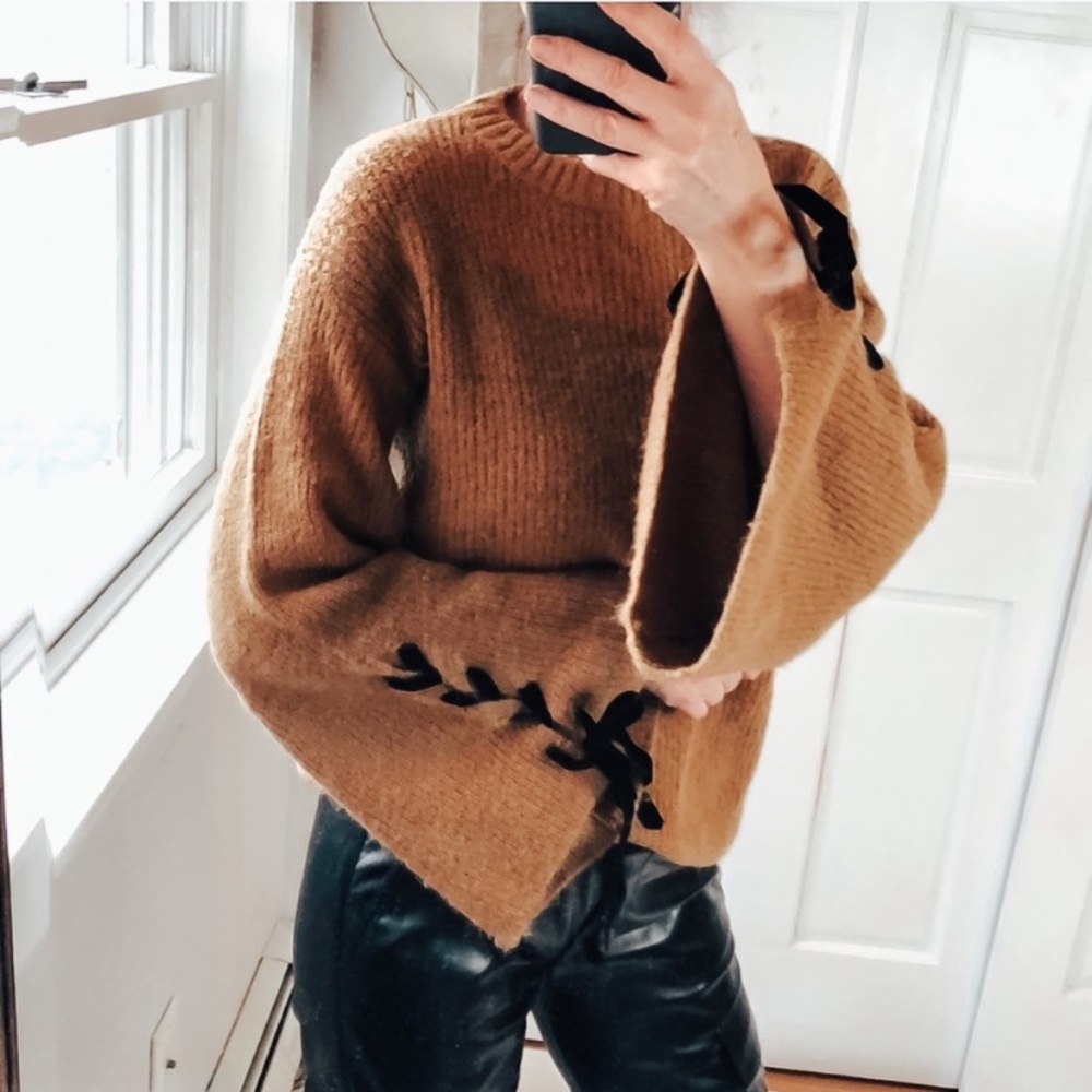 BP Lace up Sleeve sweater